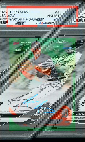 /99 PSA Slab Jace Jung RC 2025 Topps Now Road To Opening Day Auto Green