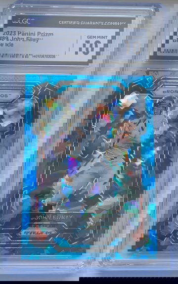 2023 Panini Prizm Blue Ice John Elway #89 20/99 CGC 10