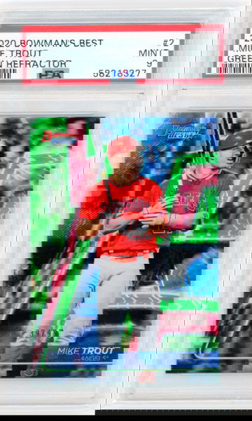 2020 Bowman's Best #2 Mike Trout Green Refractor PSA 9 MINT!