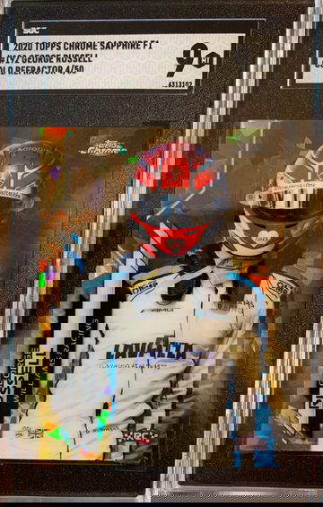 2020 Topps Chrome Sapphire F1 #192 George Russell Gold Refractor 4/50 SGC 9 