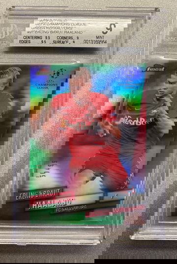 ERLING HAALAND 2019 FINEST GREEN REFRACTORS ROOKIE CARD #/99 BGS 9 MINT