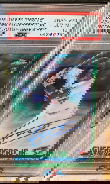 2019 Topps Chrome Vladimir Guerrero Jr Rookie Autograph Green Refractor 86/99 PSA 10