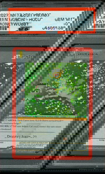 💎🤑 2022 Metazoo Promo GREEN GOBLIN 😈-FULL HOLO PAYMONEYWUBBY 💵🌲 PSA 10 🦋