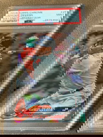 Rafael Devers 2018 Topps Chrome Refractor Rookie PSA 9