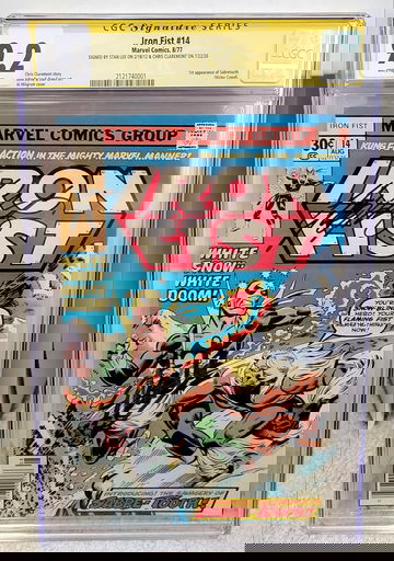 Iron Fist #14 (1977) CGC 9.2 SS - 2x signed by Stan Lee & Claremont 1st Sabretooth