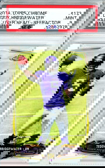 2014 TOPPS CHROME TEDDY BRIDGEWATER #173 BALL OVER HEAD-REFRACTOR ROOKIE PSA 9