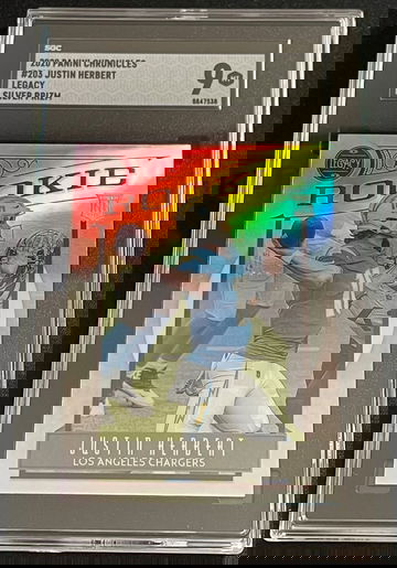 2020 Panini Chronicles Legacy Justin Herbert Silver Prizm SGC 9 Mint Charger!