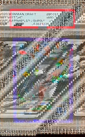 2020 Bowman Draft Chrome Sapphire Edition Bobby Witt Jr. #03/10 Purple SSP PSA 9 Mint