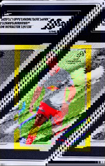 2020-21 Topps Chrome UCL Yellow Refractor Dennis Borkowski #12 /150 SGC 10 RC