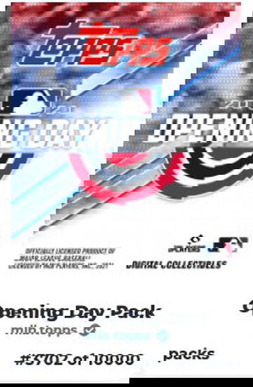 2021 TOPPS BASEBALL NFT Opening Day  PACK DIGITAL COLLECTIBLES UNOPENED PACK #3702/10000