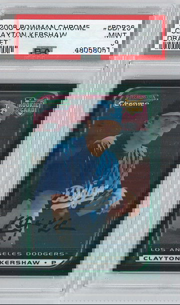 2008 Bowman Chrome Clayton Kershaw Rookie Card #BDP26 PSA9 Dodgers