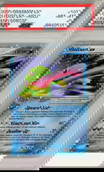 2005 POKEMON EX UNSEEN FORCES POLITOED EX-HOLO #107  PSA 8 NM-MT