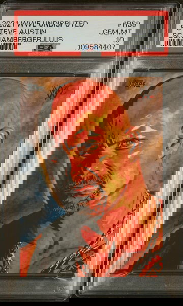 Steve Austin 2021 Topps WWE Undisputed Rob Schamberger Illustrations #RS9 PSA 10