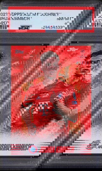 2021 Topps Alphonso Davies My Journey UEFA Champions League Red Joshua Kimmich /10 PSA 8