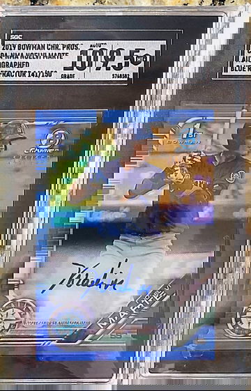 2019 Bowman Chrome Auto Noelvi Marte Blue Refractor /150 9.5/10