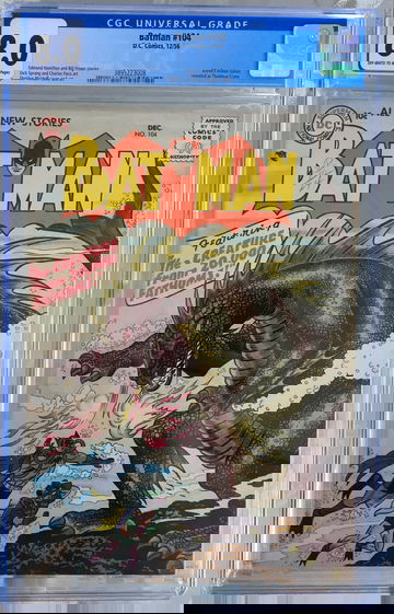 Batman #104 (1956) CGC 8.0 -- O/w to white pages; Sheldon Moldoff monster cover