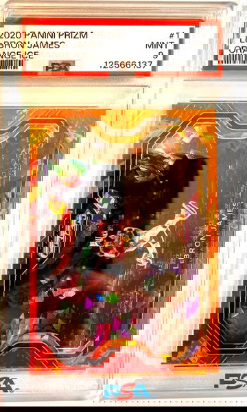 2020 Panini Prizm LeBron James Orange Cracked Ice Kobe Tribute Dunk