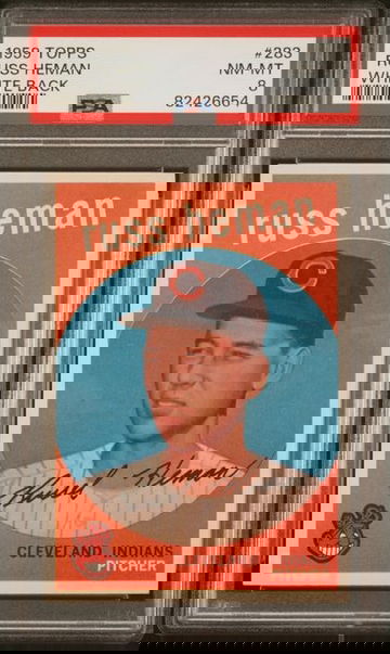 1959 Topps Russ Heman (White Back) #283 PSA 8 [BL-1B.47]