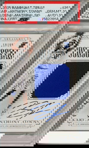 2015 PANINI NATL TREAS COLL KARL-ANTHONY TOWNS #361 COL MAT SIG PSA 10 AUTO 10