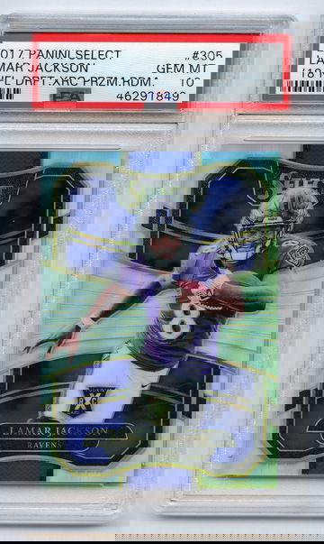 LAMAR JACKSON 2017 Panini SELECT Rookie  Silver Prizm XRC #305 2018 PSA 10 