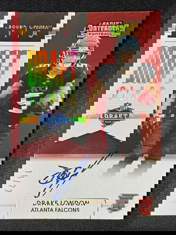 2022 Contenders Drake London Draft Class Gold Rookie RC On Card Auto /22