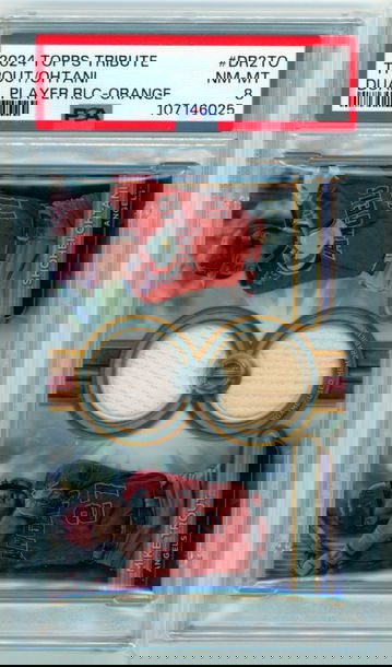 2024 Topps Tribute DR2TO Trout/Ohtani Dual Player Relic Orange PSA 8