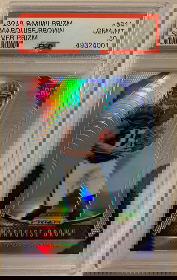 2019 Panini Prizm #341 Marquise Brown Silver Prizm RC PSA 10 Gem Mint