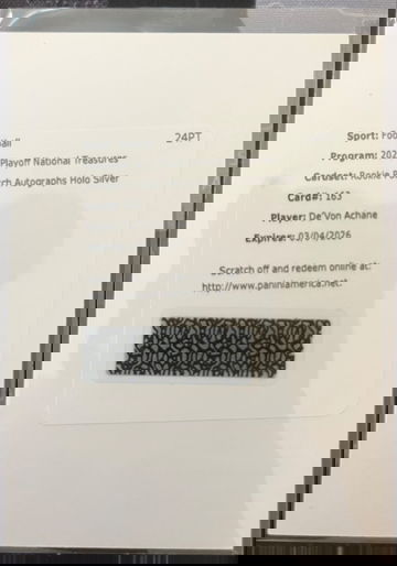 2023 NT De’Von Achane True RPA Silver Holo Redemption