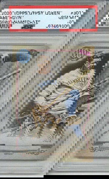 2020 TOPPS GYPSY QUEEN *MISSING NAMEPLATE* #301 BABE RUTH YANKEES PSA 10