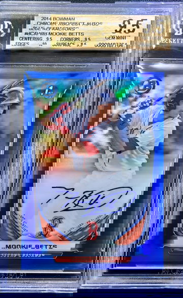 2014 Bowman Chrome Blue Refractor MOOKIE BETTS /150 RC Rookie Auto 10 BGS 9.5 True Gem Prospect