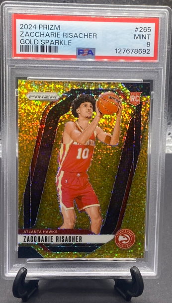 2024-25 Prizm Zaccharie Risacher Rookie Gold Sparkle Prizm     PSA 9