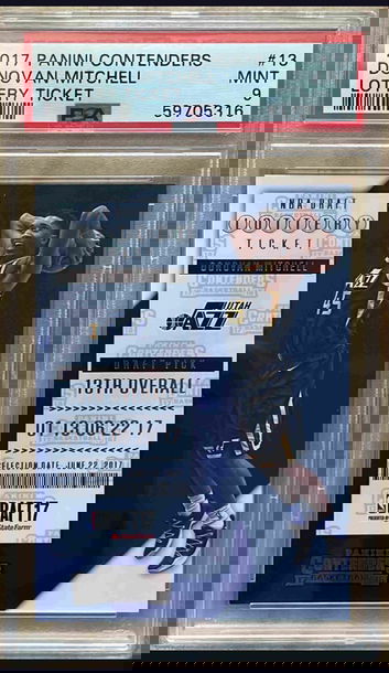 Donovan Mitchell 2017 Panini Contenders Lottery Ticket PSA 9 RC