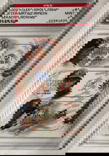 2002 FLEER TRIPLE CRWN #4 JETER/MARTINEZ/ RIPKEN (4 of 10 SC) MINT 9