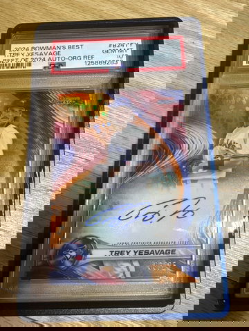 Trey Yesavage /25 Orange Refractor On-Card Auto PSA 10, Pop 1