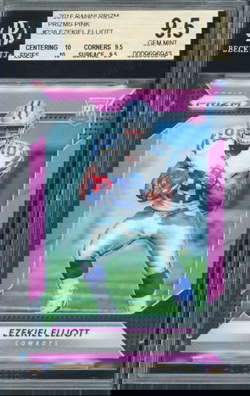 2016 Prizm Ezekiel Elliot Pink Prizm Rookie RC #238, BGS 9.5 TRUE GEM PLUS with 2 10 sub grades