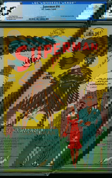 Superman #16 (DC, 1942) CGC VF+ 8.5 White pages. 1st Lois Lane Cover in Superman  3RD HIGHEST GRADED