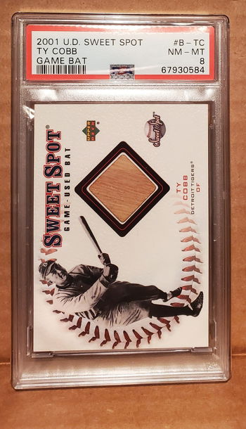 2001 Upper Deck Sweet Spot Ty Cobb Game Bat PSA 8 NM-MT (Hall of Famer)