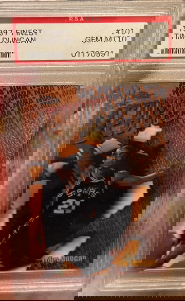 1997 Topps Finest Tim Duncan Rookie PSA 10