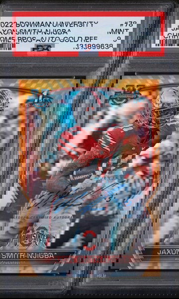 2022 Bowman University Chrome Prospects Autograph-Gold Refractor Jaxon Smith-Njigba #78 /50 PSA 9