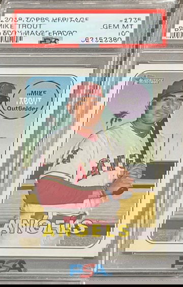 2018 Topps Heritage Mike Trout Bat Boy Image Variation Error PSA 10 #275 SP SSP