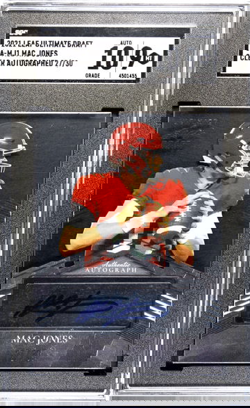 2021 Leaf Ultimate Draft Mac Jones Clear Auto #27/30 SGC 9/10