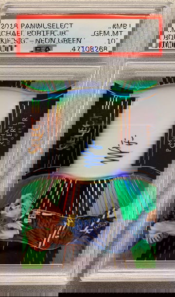 MICHAEL PORTER JR 2018 SELECT NEON GREEN AUTO ROOKIE SHORT PRINT #/99 PSA 10