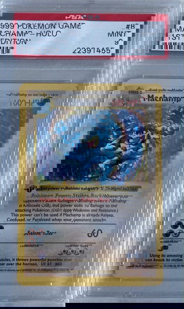 1999 Pokemon Base Set Machamp Shadowles 1st edition PSA 9