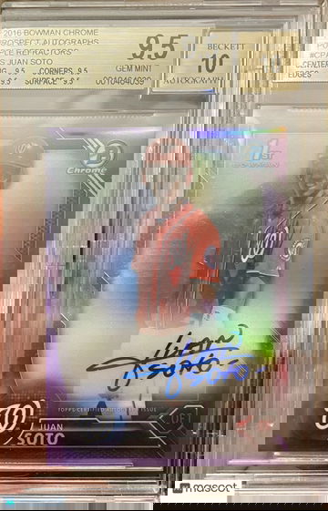 2016 Bowman Chrome Rookie Auto Purple Refractor #/250 Juan Soto BGS 9.5/10