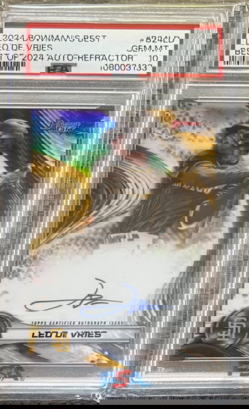 Leo De Vries 2024 Bowman's Best of 2024 Auto Refractor PSA Slab Gem-Mint 10 A's