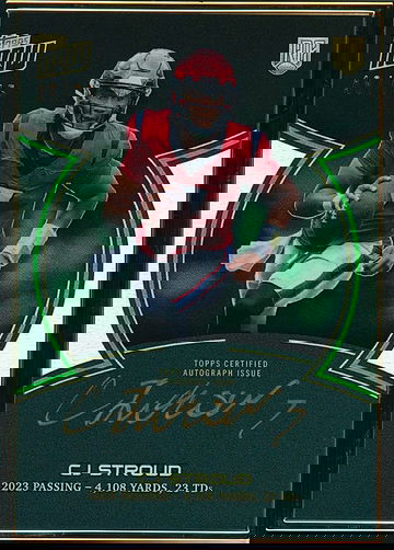 2023 Topps Now Campaign C.J. Stroud #CJRC-3A Gold Frame Rookie Auto Green #48/75 SP RC