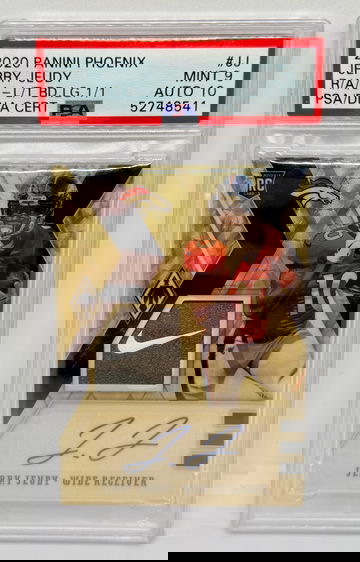 2020 Phoenix JERRY JEUDY Rookie Patch Auto Gold Vinyl Prizm 1/1