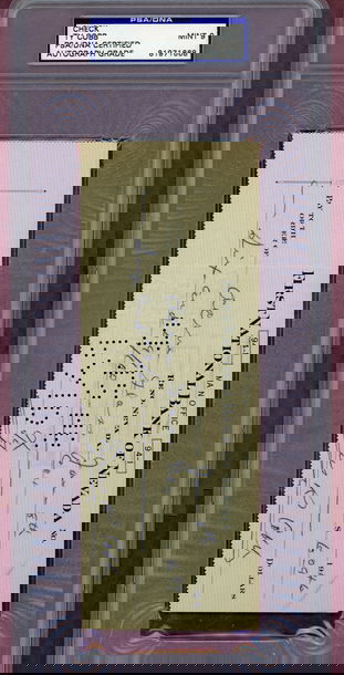 TY COBB SIGNED CHECK PSA/DNA CERTIFIED WITH A AUTO GRADE OF 9