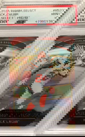 2018 Panini Select Nick Chubb rookie PSA9