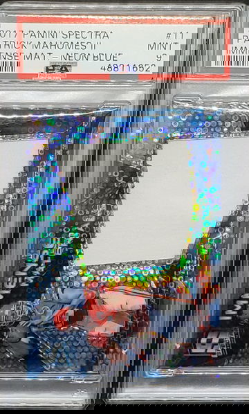 2017 Spectra Patrick Mahomes Immense Materials Neon Blue /99 PSA 9